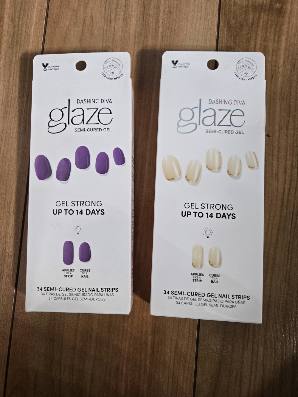 Dashing Diva Glaze Semi-Cured Gel Press-On Nails - Purple & Cream